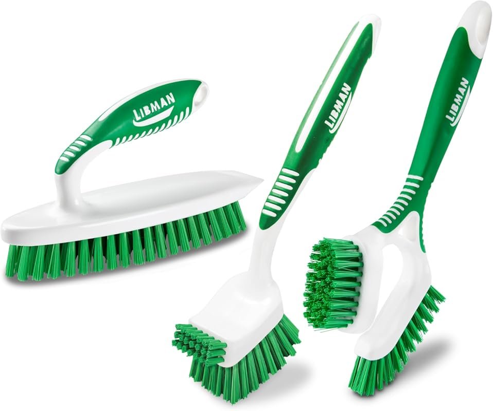 Libman 3-Piece Heavy Duty Scrub Brush Set for Household Cleaning: Tub,