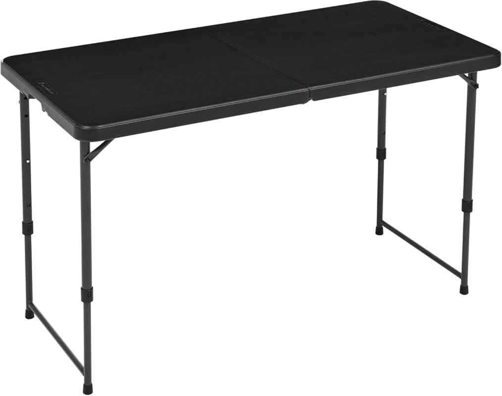 Amazon Basics 4-Ft Folding Dining Table with 4 Adjustable Heights, Fol