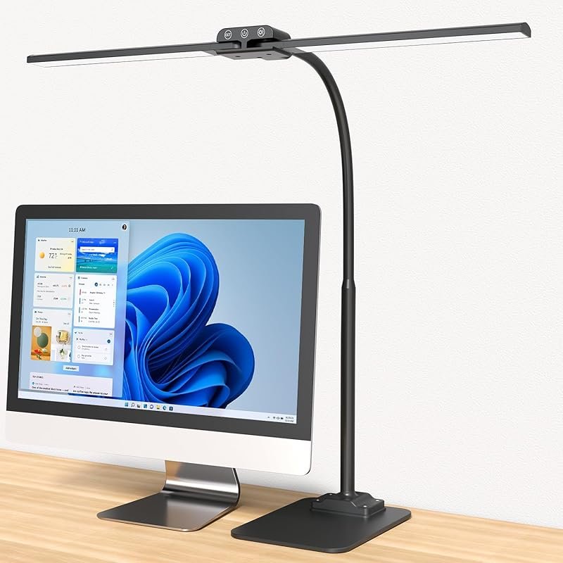 KableRika Double Light LED Desk Lamp: Eye-Caring Dimmable Light for Ho