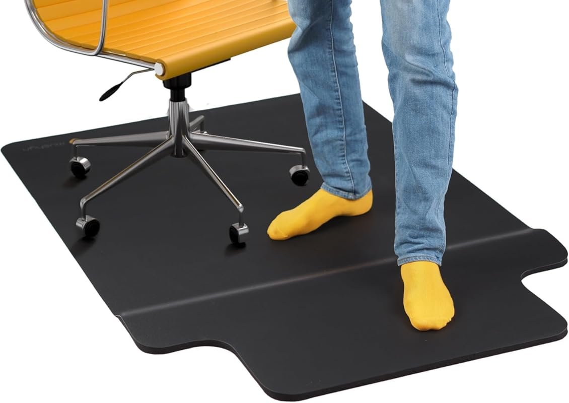 2-in-1 Office Chair Mat with Anti-Fatigue Footrest for Hardwood: Dual-