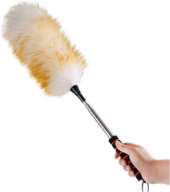 Lambswool Extendable Duster 26-64 Inch: Anti-Static with Sponge Grip a
