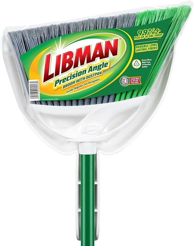 Libman FlexTech Broom and Dustpan 55-Inch Angle 3-Piece Handle 11-Inch