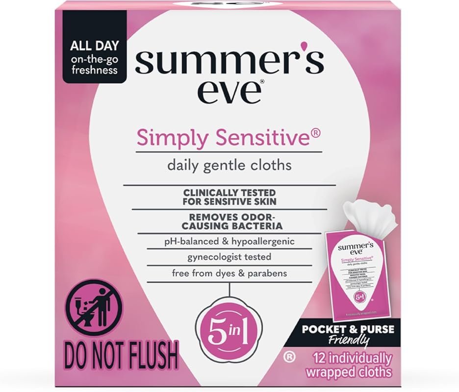 Summer's Eve Simply Sensitive Feminine Wipes with Micellar Water, pH-B