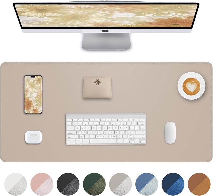 Non-Slip Waterproof PU Leather Desk Pad – 24x13.7 Large Mouse and Writ