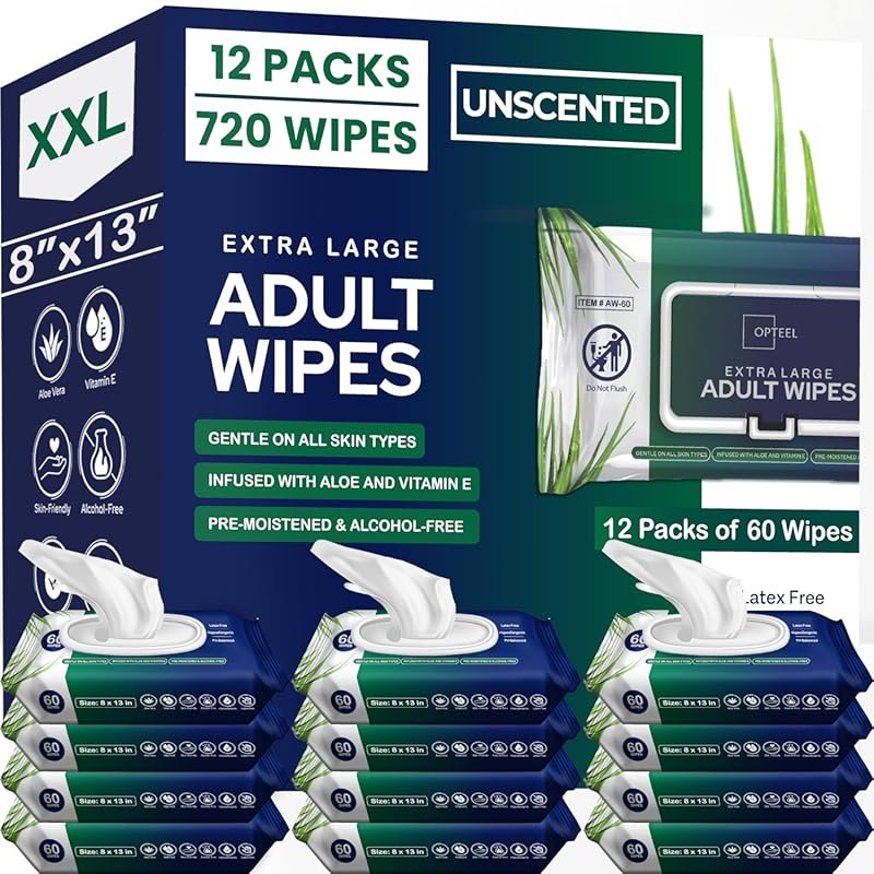 Adult Wipes For Elderly: 8x13 Extra Large Wet Wipes for Bathing, Incon
