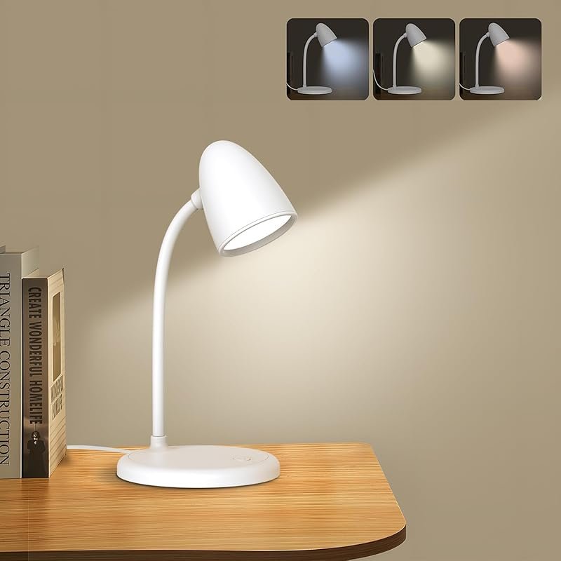 LED Dimmable Desk Lamp with 3 Light Colors for Home Office, Bedside, C