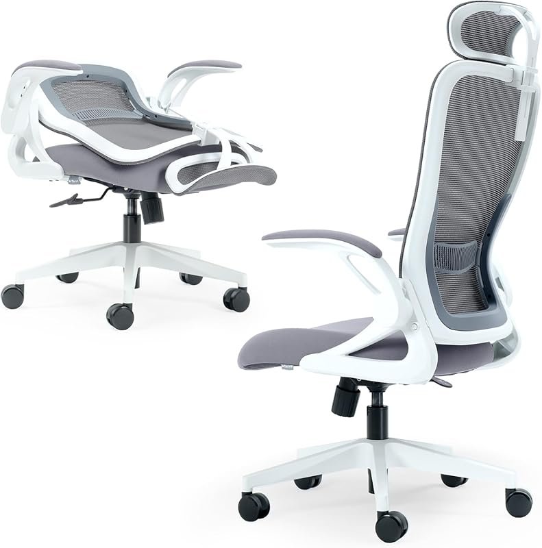 Tervo Model U Office Chair: Folding, Ergonomic Mesh, Flip-Up Arms, Com