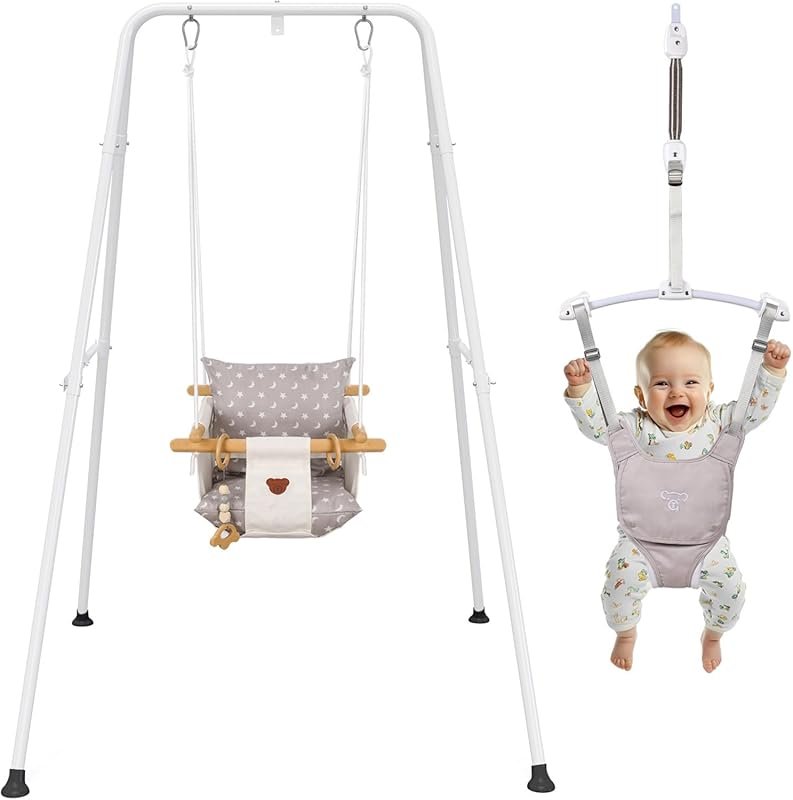 2 in 1 Baby Jumper & Swing with Foldable Stand Indoor Outdoor Use Stab