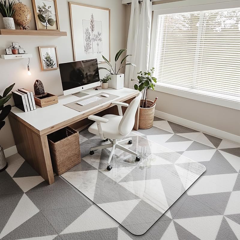 36x48 Tempered Glass Office Chair Mat for Carpet and Hardwood: Dual Us
