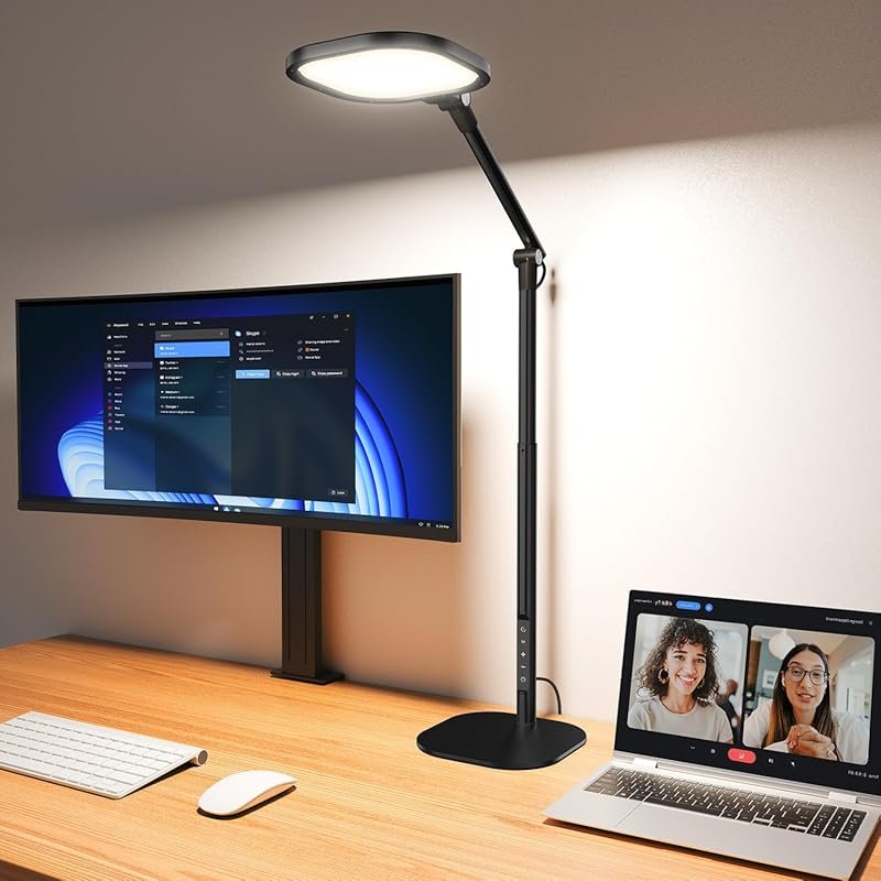 Tall LED Desk Lamp with Base, 50 Light Modes, Memory Timer, Flexible f