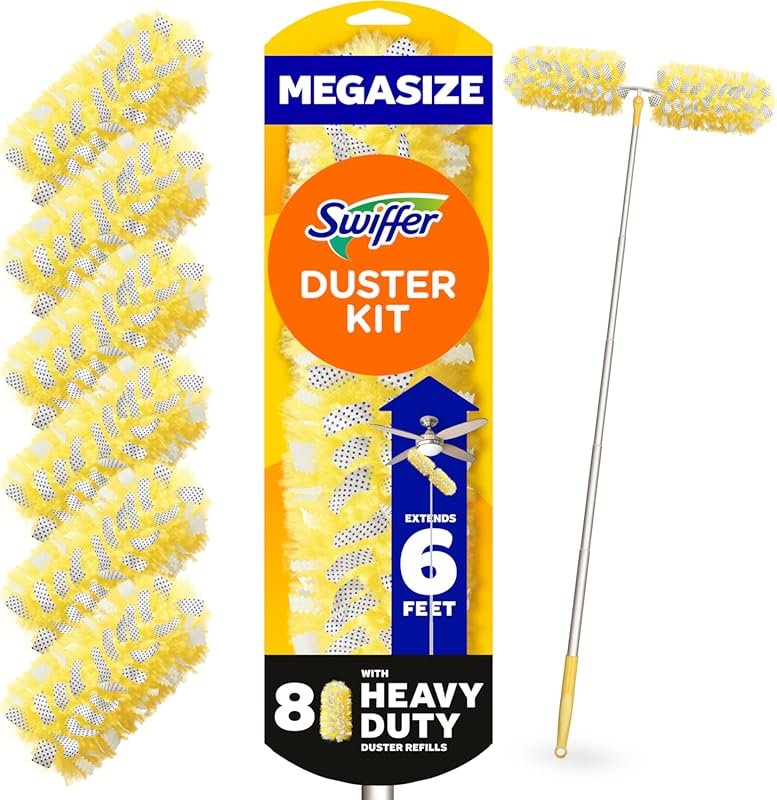 Swiffer Heavy Duty Duster Kit with 6-Ft Extendable Handle and 8 Refill