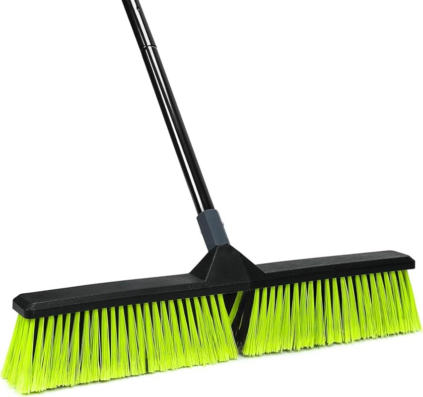 24-Inch Heavy Duty Push Broom with Stiff Bristles and 63