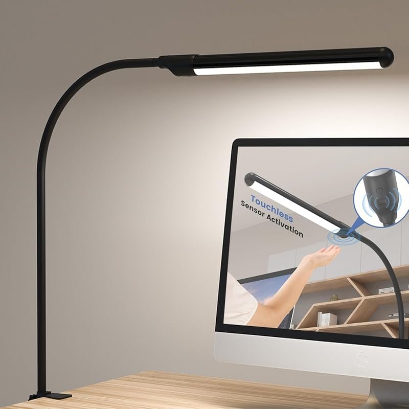 Hand-Wave Clip-On LED Desk Lamp: Touchless Control, 3000K-6500K Adjust