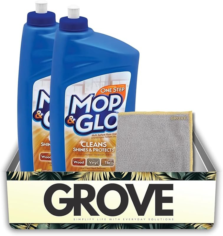 Mop & Glo Citrus Floor Cleaner 32 oz 2-Pack with Microfiber Cloth for