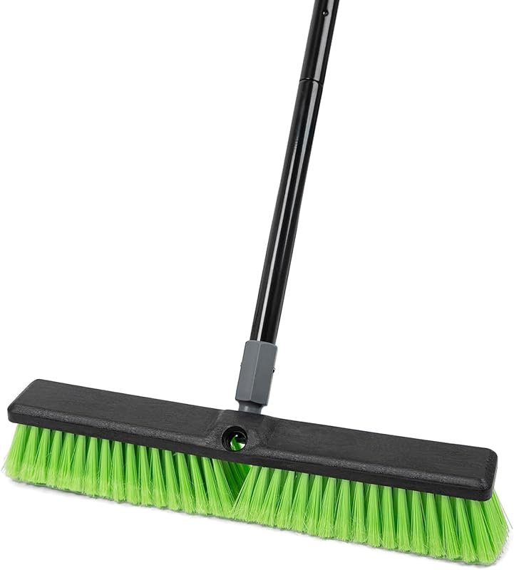 18-Inch Heavy Duty Shop Garage Broom with Soft Bristles and 59
