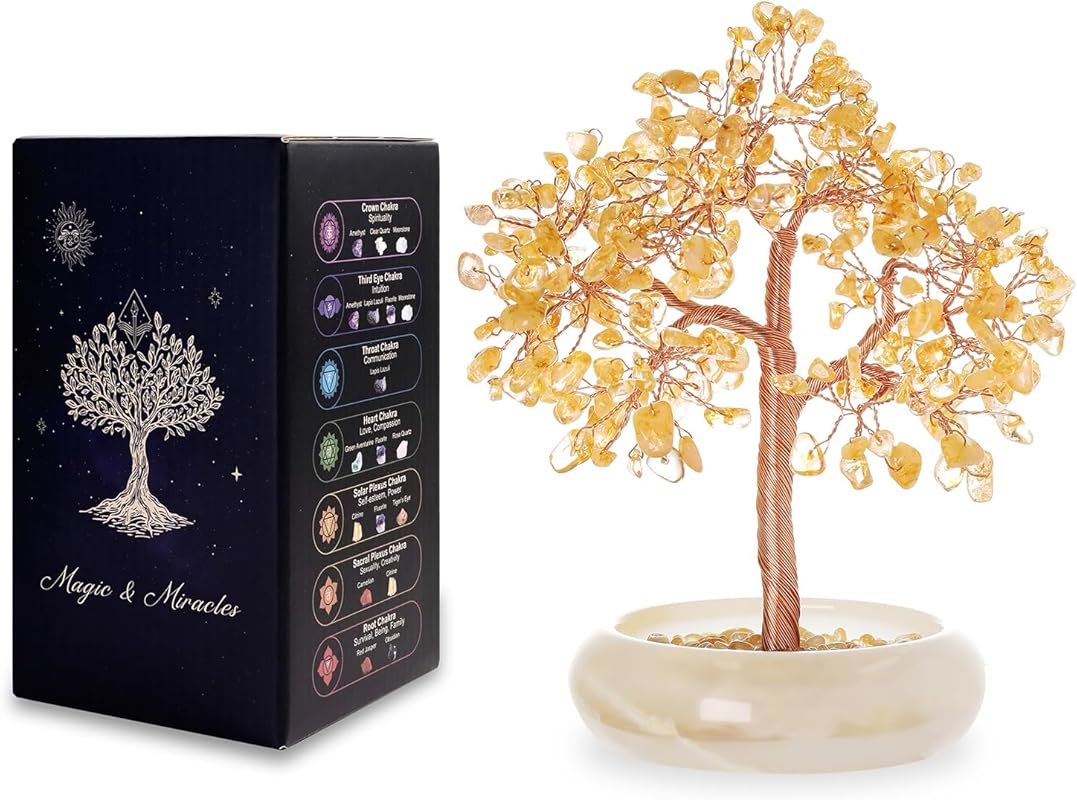 Citrine Crystal Bonsai Tree for Office Desk Home Decor - Lucky Money F
