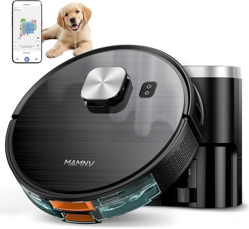 MAMNV Robot Vacuum 11500 Pa Suction, LiDAR Nav, 90-Day Self-Empty, App