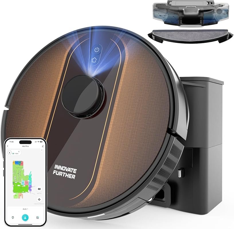 Robot Vacuum and Mop: 6000Pa suction, self-emptying, LIDAR navigation,