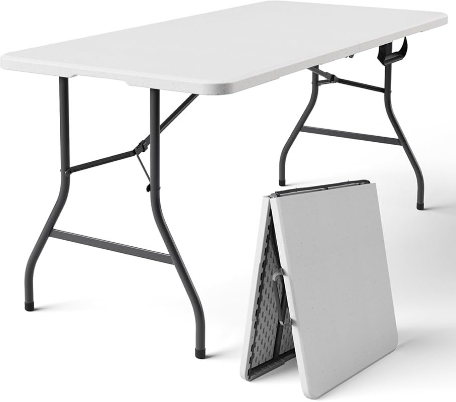 5-Foot Foldable Picnic Table with Carrying Handle - Heavy-Duty Fold-in