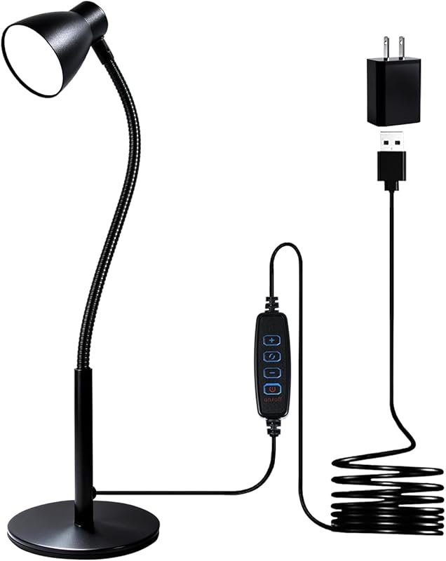 CRI 90+ Eye-Caring LED Desk Lamp with Flexible Goose Neck for Home Off