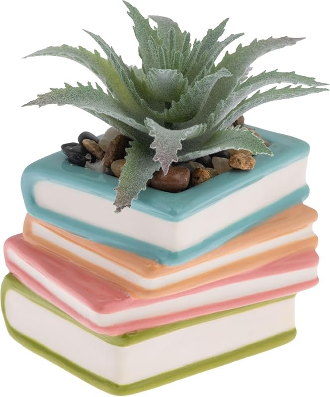 Karma Shaped Artificial Succulents in Ceramic Pot: Mini Plants for Des