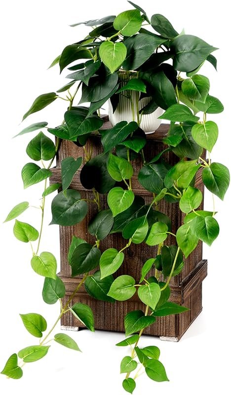Artificial Hanging Pothos Plant - Faux Silk Fake Plant for Indoor Home