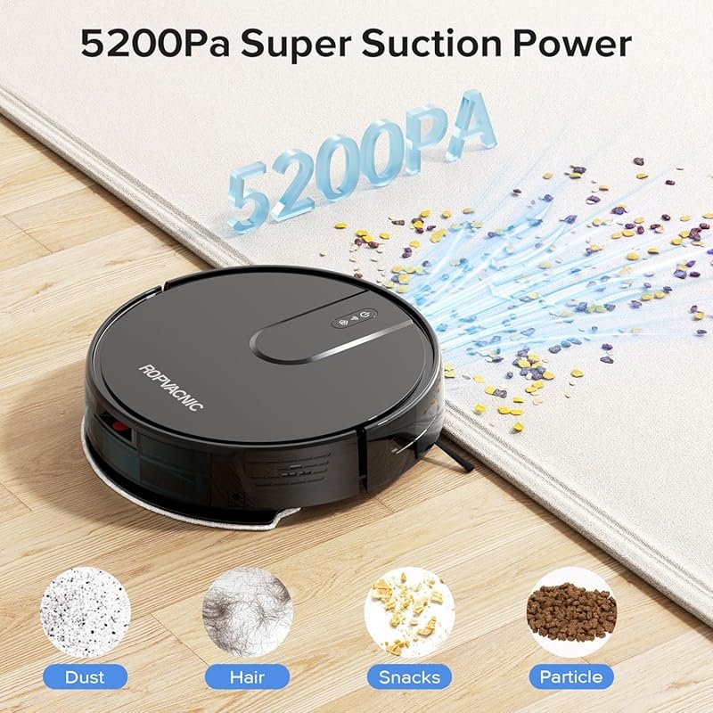 ROPVACNIC Robot Vacuum and Mop Combo with 5200Pa Suction, Personalized