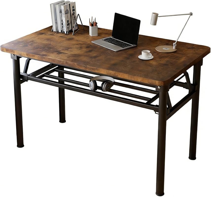 39.4-Inch Small Folding Computer Desk – No Assembly, Space-Saving Comp