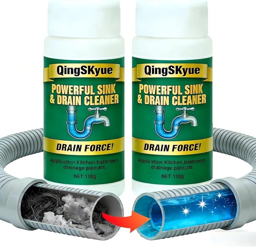 Sink and Drain Cleaner Powder: Unscented Fast Foaming Drain Clog Remov